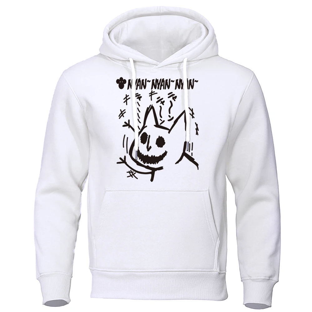 Myan Surprised Cat Print Hoody Men Women Personality Loose Hoodie Fashion Pullover Sweatshirt Oversized Fleece Clothing Couple