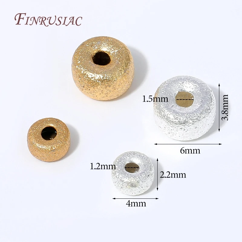 18K Gold Plated Metal Loose Beads,Frosted Texture Round Spacer Beads For DIY Bracelet Necklace Jewelry Making Craft Supplies