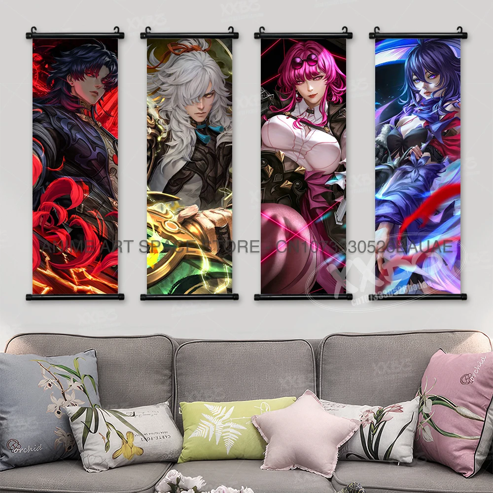 Honkai: Star Rail Game Hanging Painting Lynx Poster Clara Wall Art Seele Scroll Picture Bronya Rand Home Decor Himeko Wallpaper