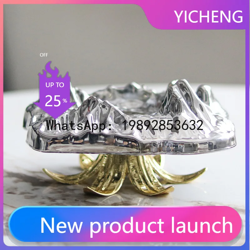 

Glass Tray An Irregular High-legged Iceberg Plate Desktop Storage Container Candy Plate Ashtray Home Decoration Accessories