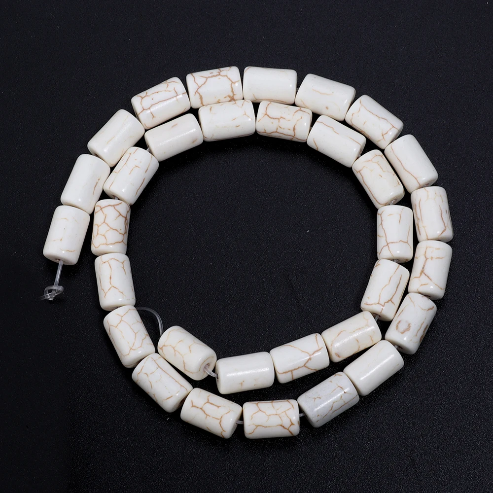 Natuurlijke Turkoois Stenen Kralen Blauw Wit Cilinder Buisvorm Losse Spacer Kralen Voor Sieraden Maken DIY Armbanden Accessoires