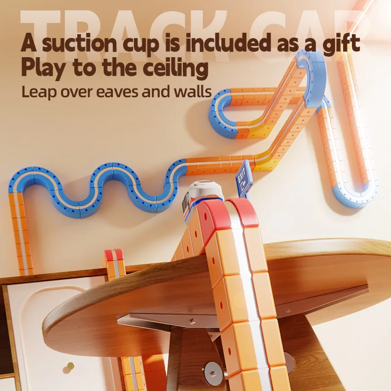 ชุดรางรถไฟวิเศษ 3 มิติ ตัวต่อแม่เหล็ก STEM ของเล่นเสริมพัฒนาการเด็ก รถแม่เหล็กดูดติด ประกอบเอง ชุดรางแข่งรถ