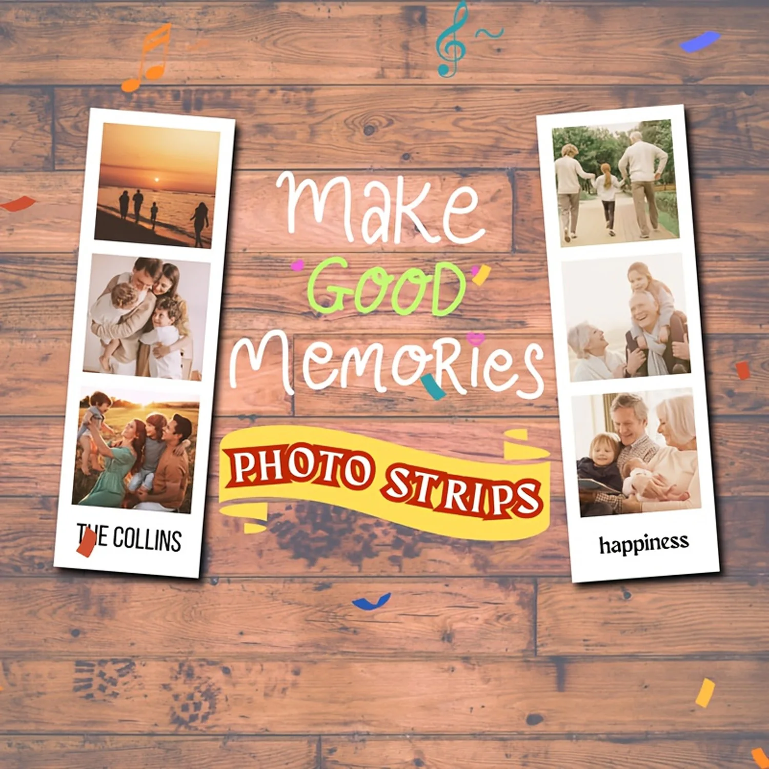 2 Pcs Custom Photo Acrylic Photo Strip, Personalized Picture Text Vertical Photo Booth Strips, Customized Keepsake Gift for
