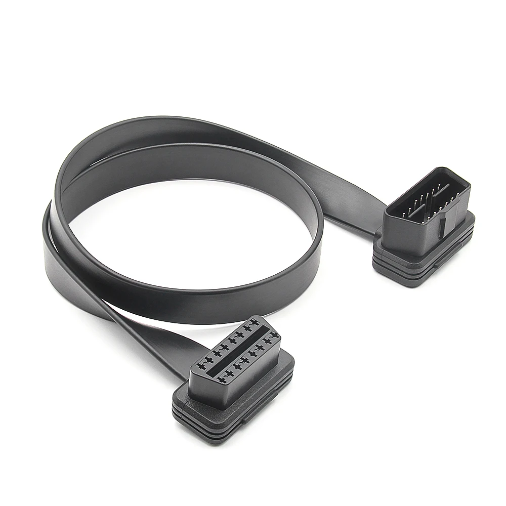 60CM Flat 16 Pin Socket Cable OBD OBDII 16Pin Male To Female Car Scanner OBD2 Extension Cable Connector Diagnostic Accessories