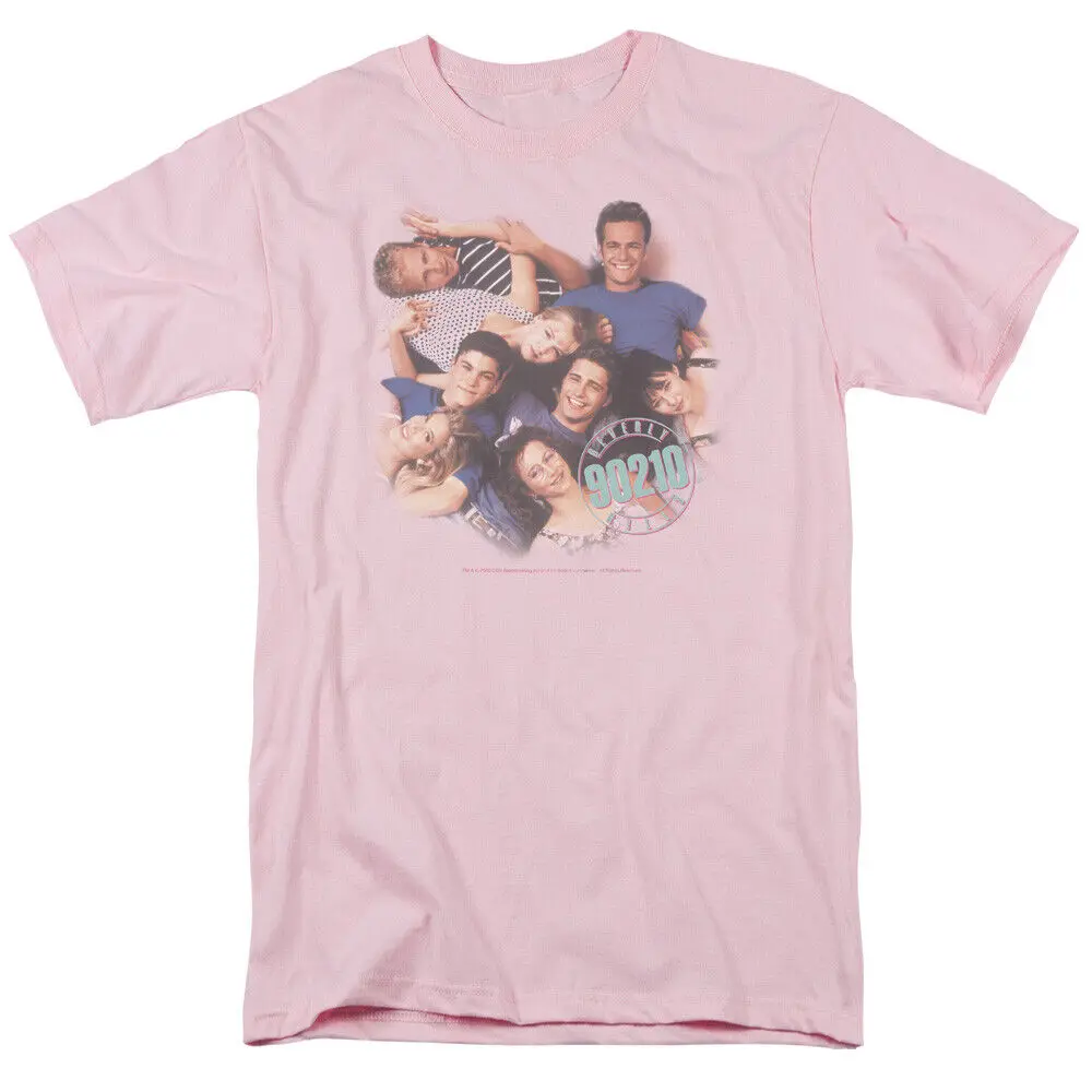 Beverly Hills 90210 Gang In Logo T Shirt Mens Licensed Classic Merch Light Pink