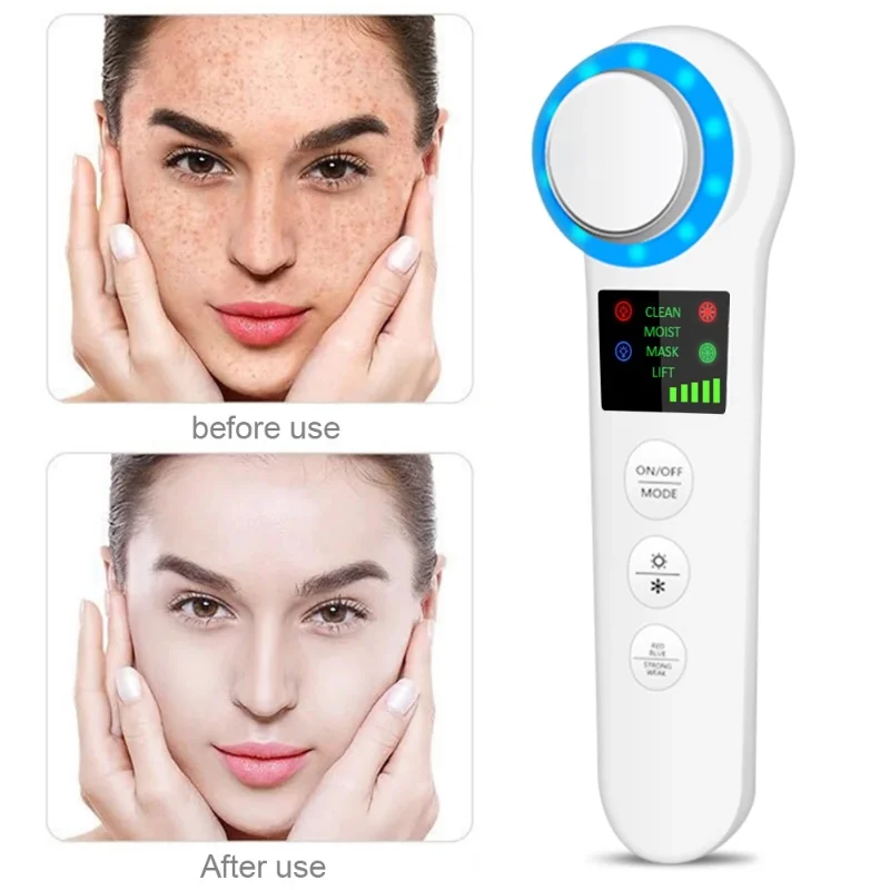 Multifunctionele V-Gezichtsverzorging Gezichtsverzorging Gezichtsmassage Led Licht Heet Koel Gezicht Lifting Rimpel Verwijdering Huid Massage Wijting Machine