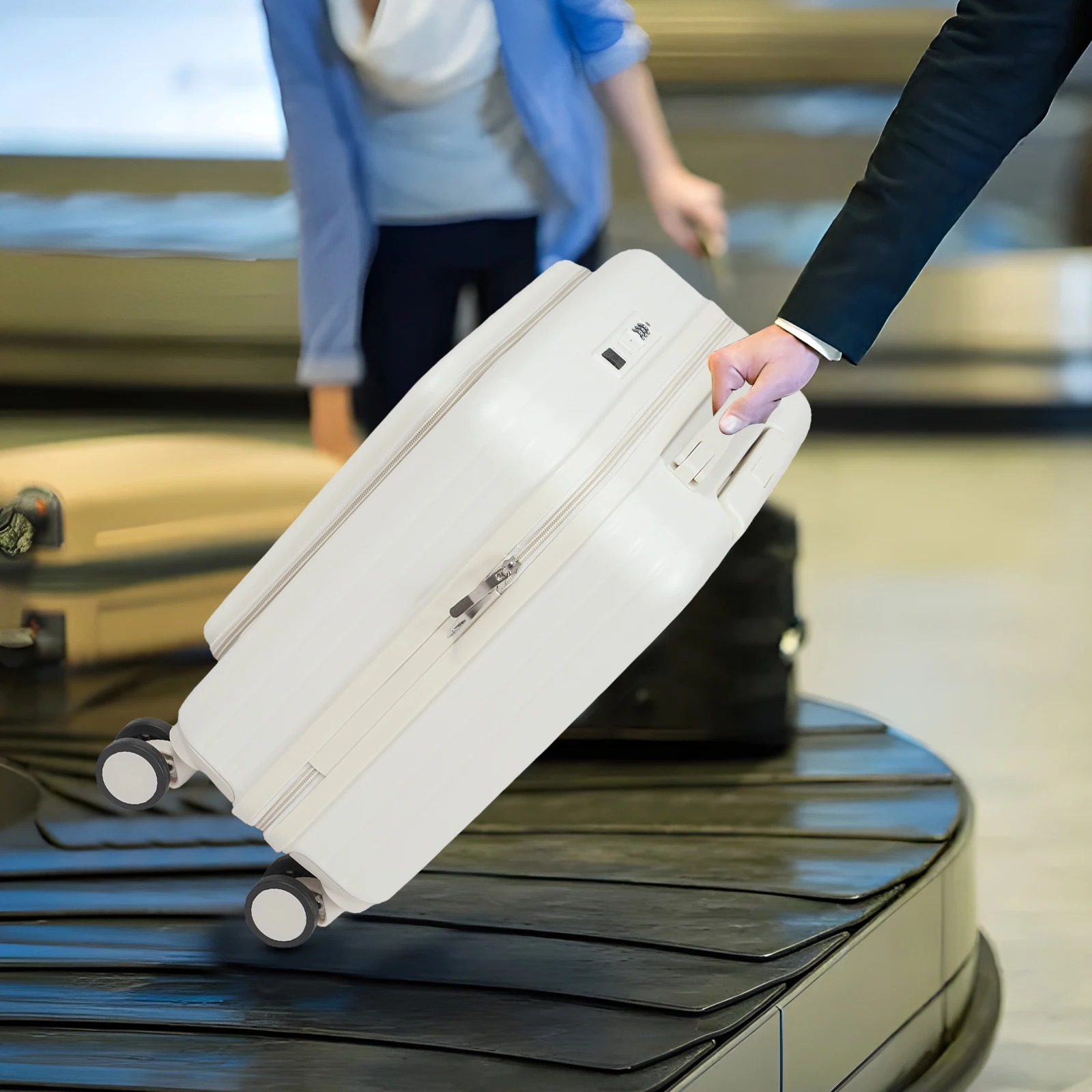 18 Inch Front Opening Multifunctional Luggage Compartment for Boarding - White Suitcase Widely Used In Short-Distance Domestic