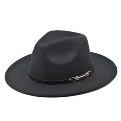 New Korean Style Fashionable Elegant Fedora Hat Women'S Spring, Autumn And Winter Woolen Retro Artistic Broad-Brimmed