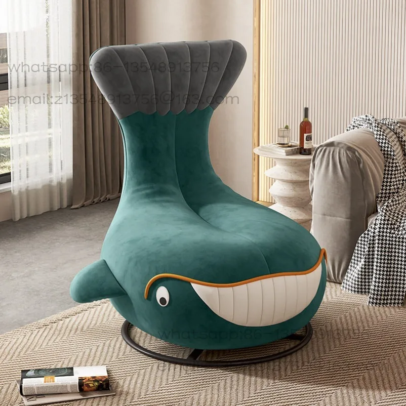 Casual Single Sofa Chair Home Simple Modern Lazy Sofa Living Room Balcony Internet Celebrity Swivel Whale Seat
