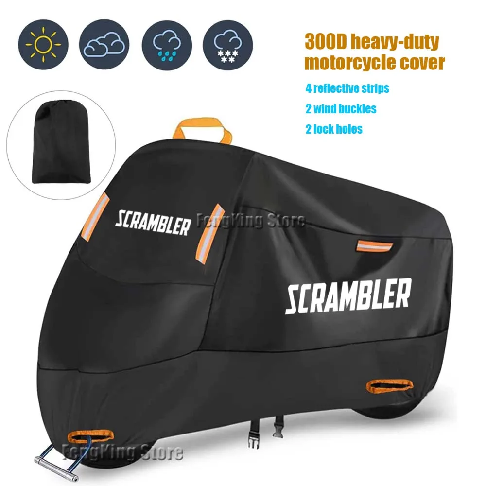 

For Ducati Scrambler 400 800 1100 Motorcycle Cover Waterproof Outdoor Scooter UV Protector Rain Cover