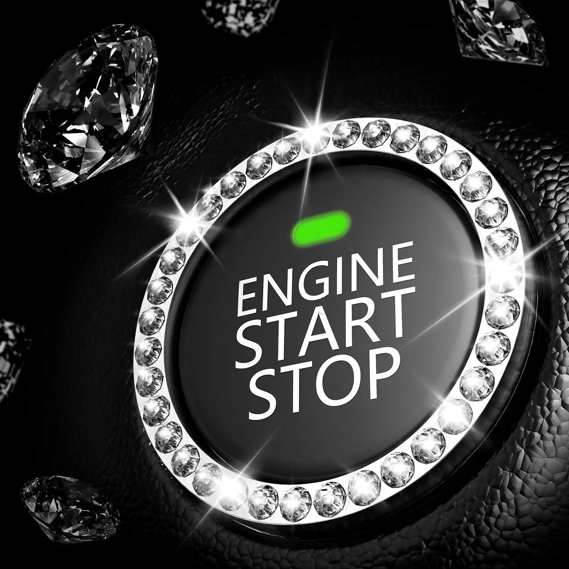 Crystal Diamond Car Stickers One-Click Ingation Engine Start Stop Rings Interior Decoration Car Accessories