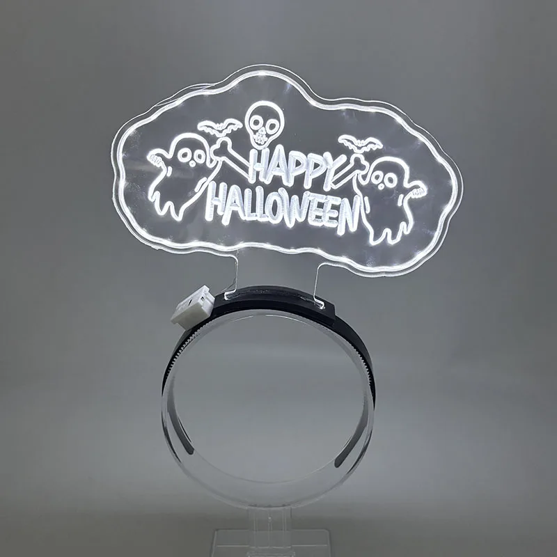 Halloween Light Up Headband Halloween Club Masquerade Cosplay Costume Accessories Pumpkin Skull Spider LED Headband Blinking view 4