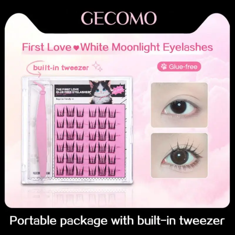 36 Clusters of First Love Glue-free False Eyelashes With Built-in Tweezer 11-13mm Natural Curling Eyelashes For Beginners