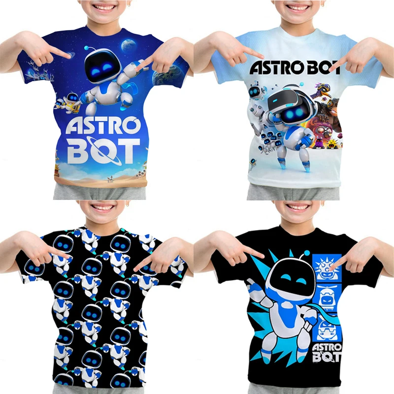 Çocuklar T Shirt Erkek Kız Rahat T Gömlek Oyun Astro Bot T Gömlek Yaz Üstleri Giysi Çocuk Astro Oyun Odası Grafik T-shirt Hediye