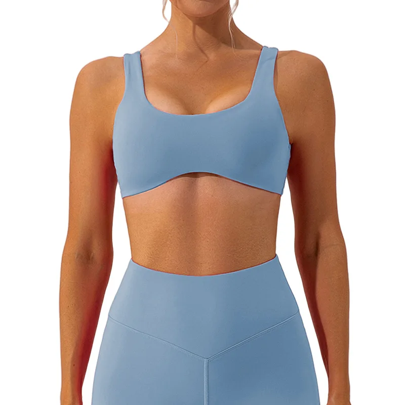 Pmwrun women's LO Bra Yoga Vest Top Nude Fitness Sports Underwear Women's Shock-proof Fixed Cup Running Quick-drying Tight