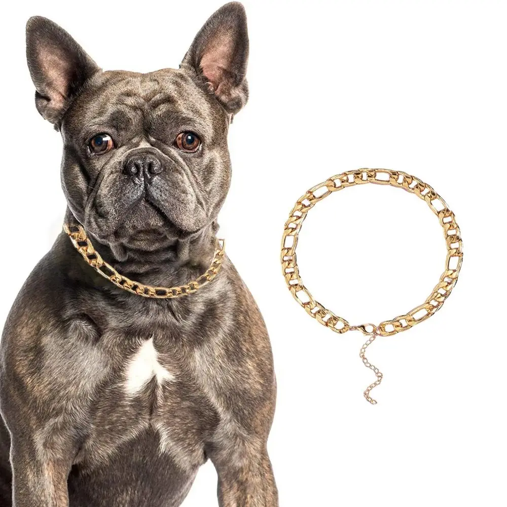 

Gold Dog Chain Cat Necklet Adjustable Metal Dog Collar Puppy Necklace French Bulldog