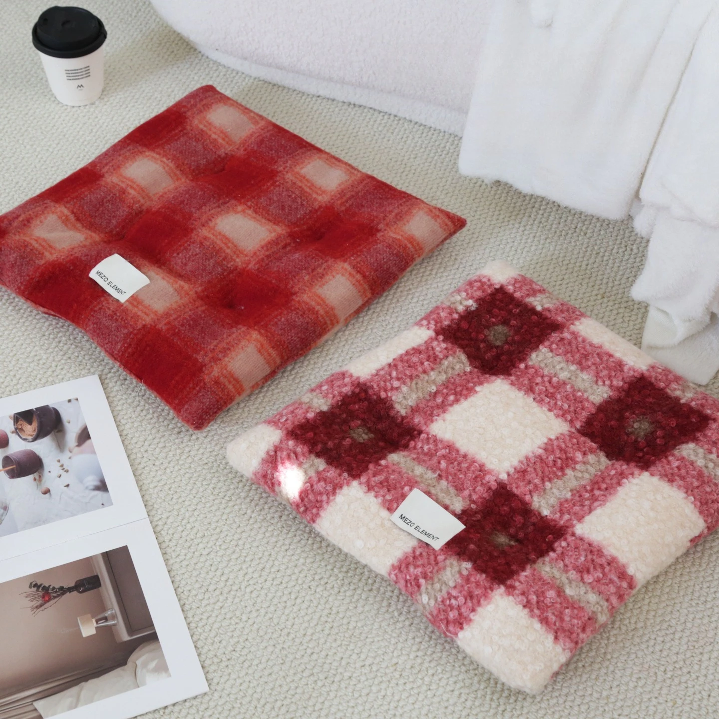 Autumn Winter Plush Chair Pad Classic Scottish Plaid Seat Cushion Soft Comfortable Chair Cushion for Home Desk Chair Seat Pads