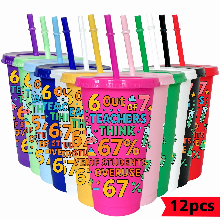

12Pcs/lot 67 Series Digital Chemical Bottle 26oz Color Plastic Tumbler Birthday Party Drinkware Homecoming Water Cup