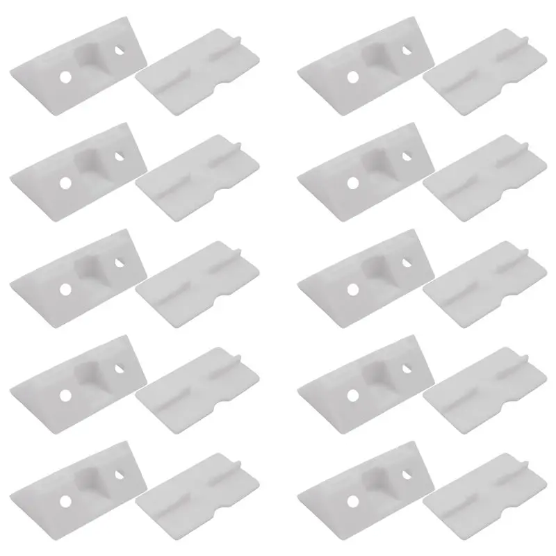 AS60- Furniture Cabinet Fastener Corner Braces Angle Brackets White 10Pcs