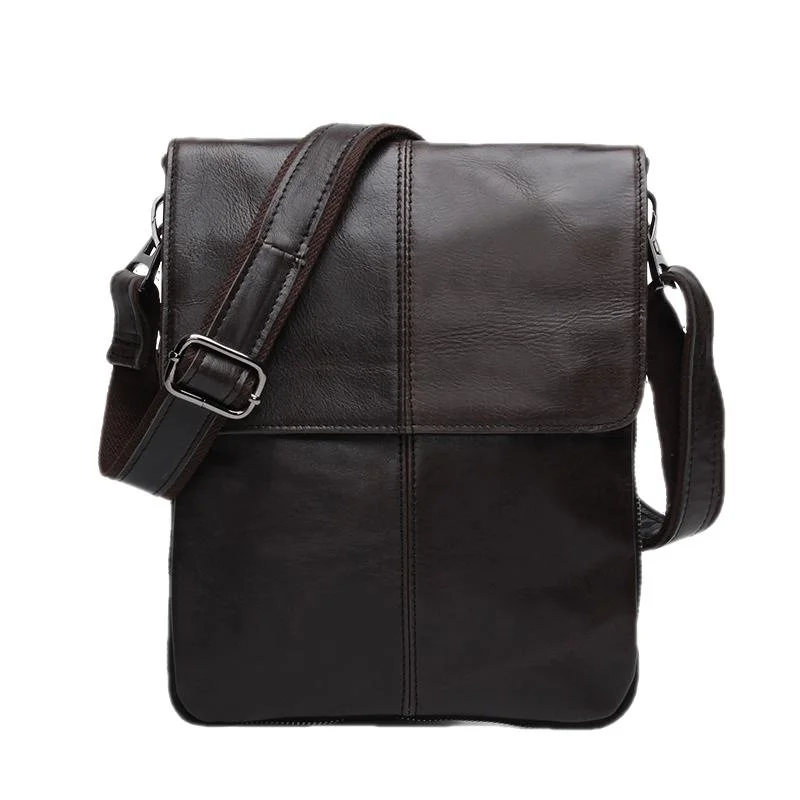 Imagem -06 - Bolsa de Ombro de Couro Genuíno de Luxo Masculina Bolsa Tiracolo Retrô Vertical Bolsa Pequena Moda Casual Masculina