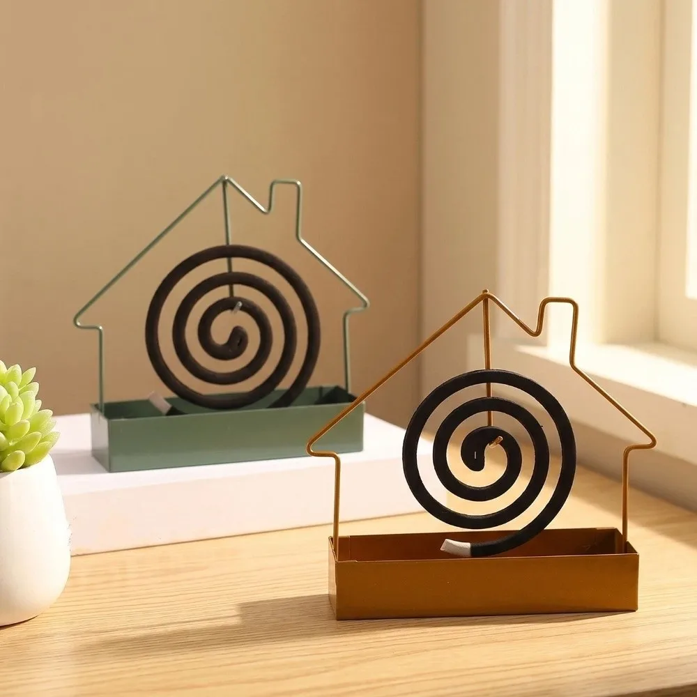 Durable House Shaped Mosquito Coil Holder Iron Standing Incense Holders Hangable Decorative Mosquito Coil Burner Outdoor Use