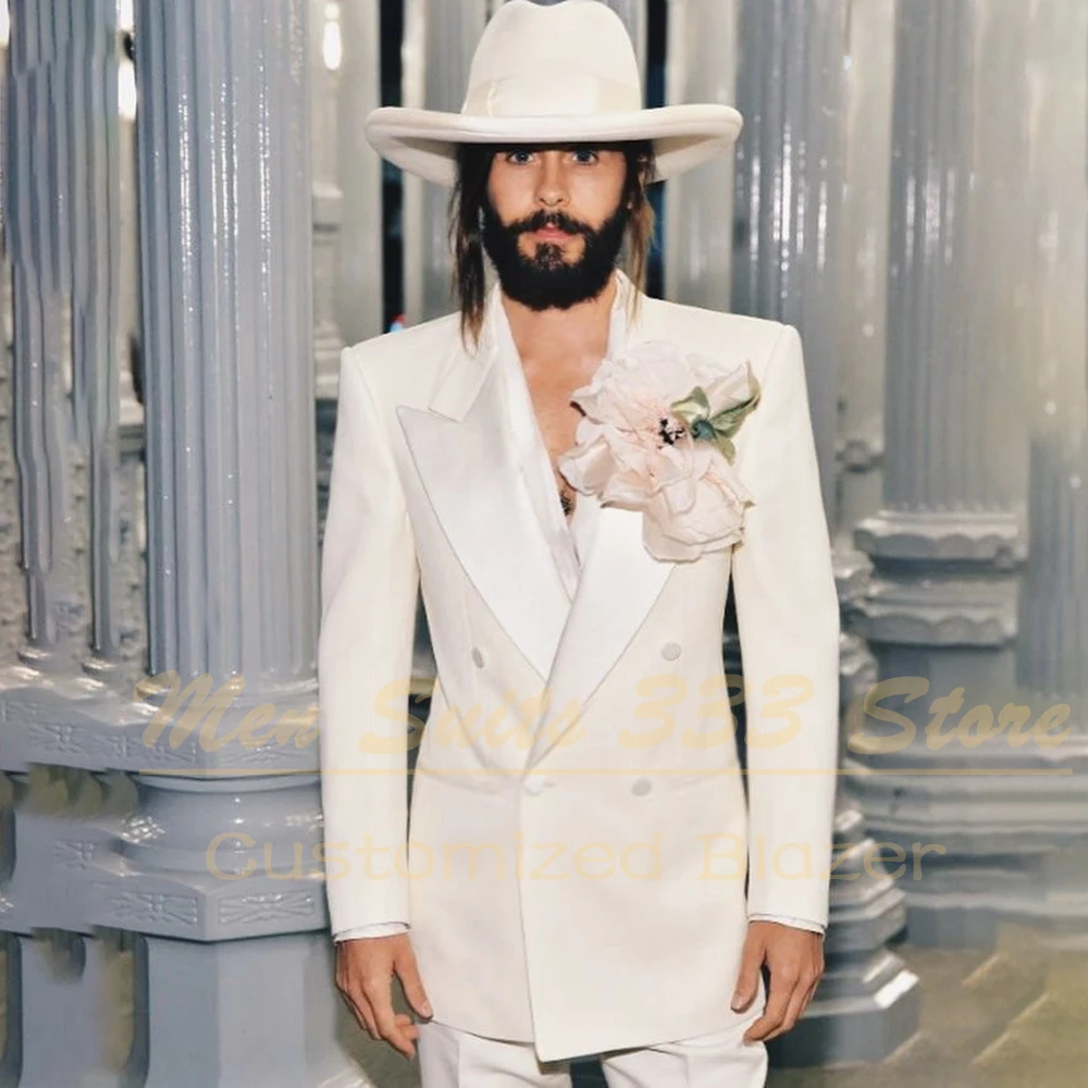

High Quality Men's Suits Luxury Double Breasted Peak Lapel Slim Fit Outfits Elegant Wedding 2 Piece Jacket Pants Sets Costume