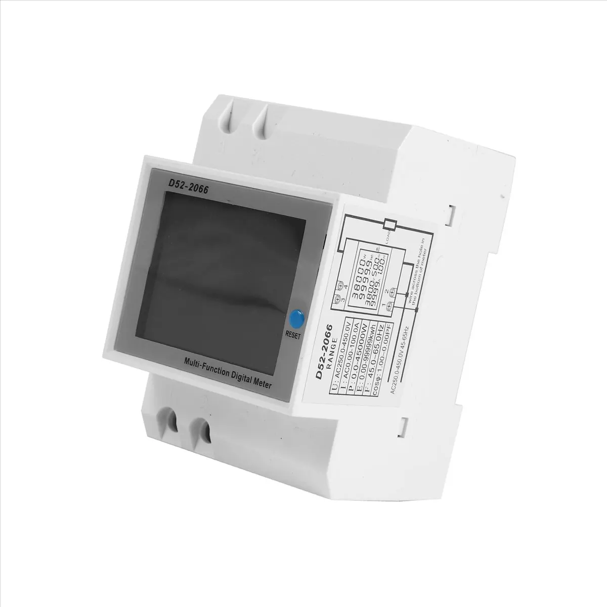 A75K Din Rail AC Monitor 6IN1 250-450V 100A Voltage Current Power Factor Active KWH Electric Frequency Meter VOLT AMP