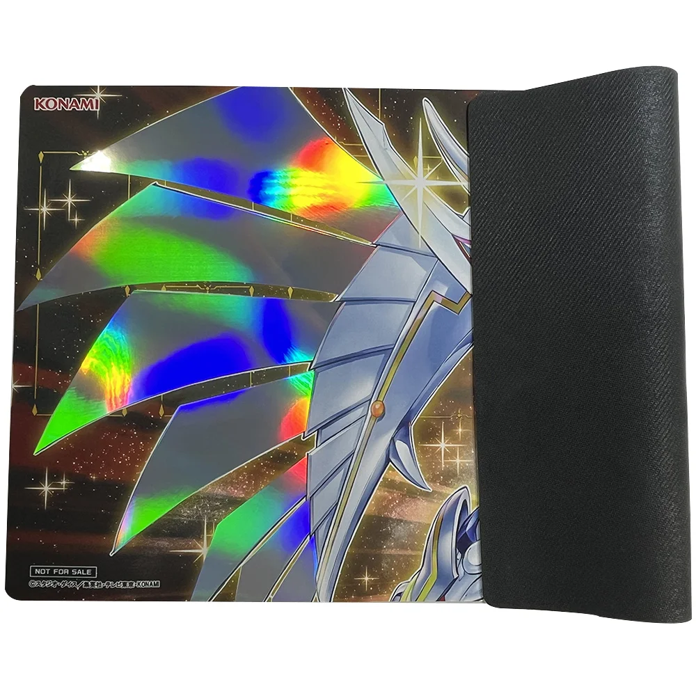 YGO Board Game New Mlikemat Foil Holographic Playmat Elemental Hero Shining Flame Wingman TCG Card Game Mat with Zones+Free Bag