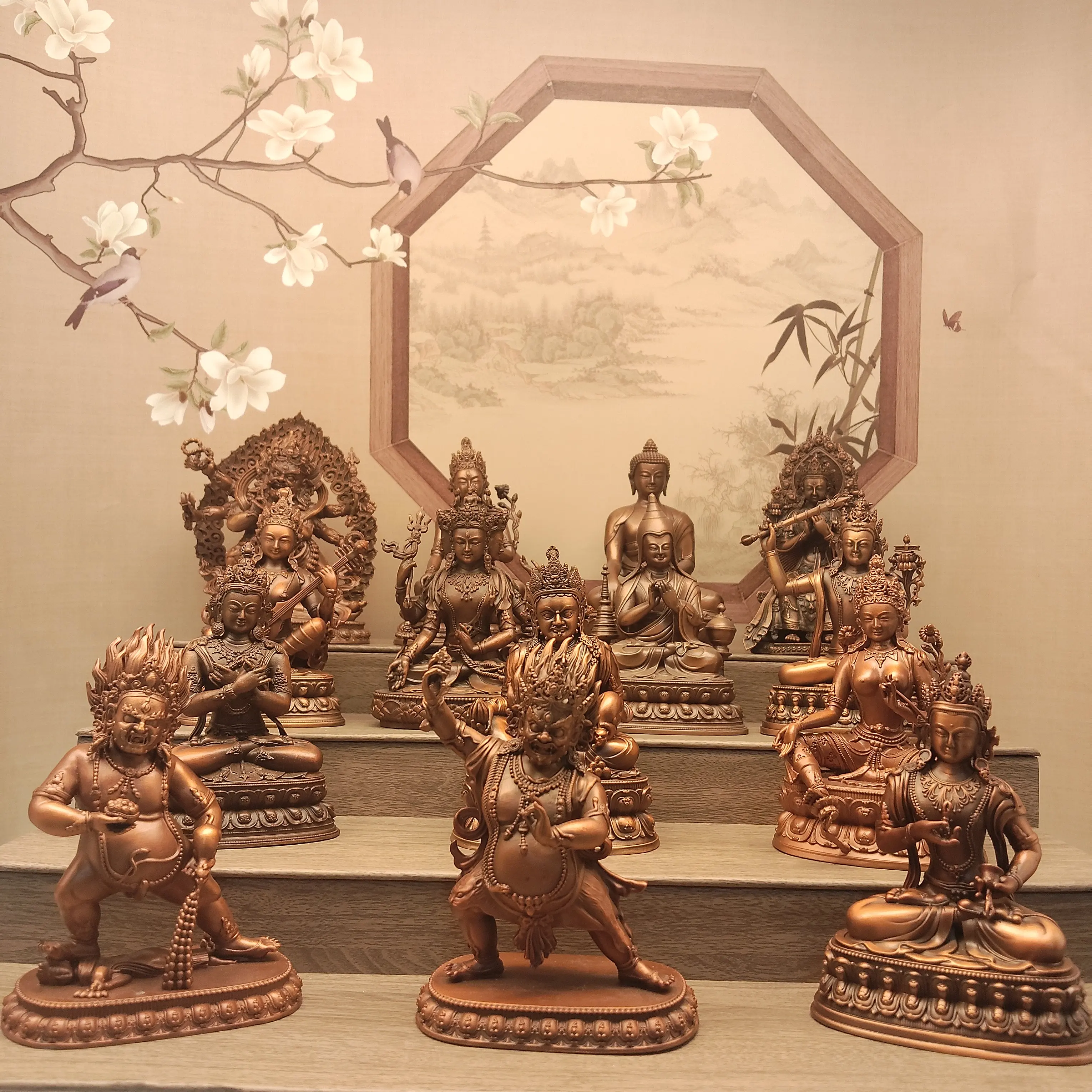 Buddhism supply Exquisite Buddha Tara Bodhisattva holy Protector copper carving Buddhist altar tibetan family monk worship 10cm