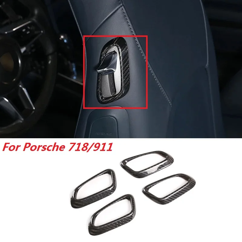 

Real Carbon Fiber Car Seat Adjuster Switch Button Panel Cover Decorative Interior Accessories Fit For Porsche 718 911 2012 -2019