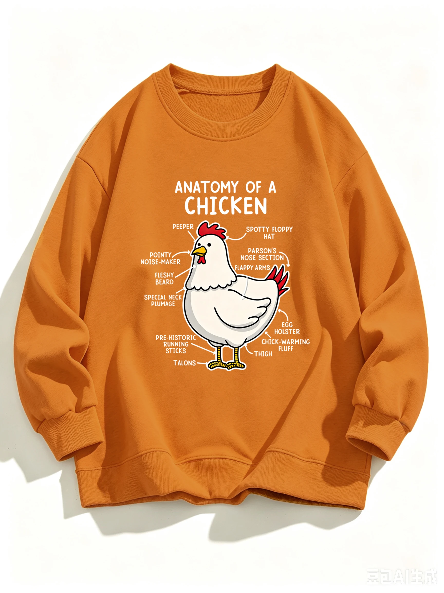 Anatomy Of A Chicken Printed Autumn Sweatshirts Men O-Neck Fashion Fleece Hoodless Tops Sport Warm Clothes Street Pullovers