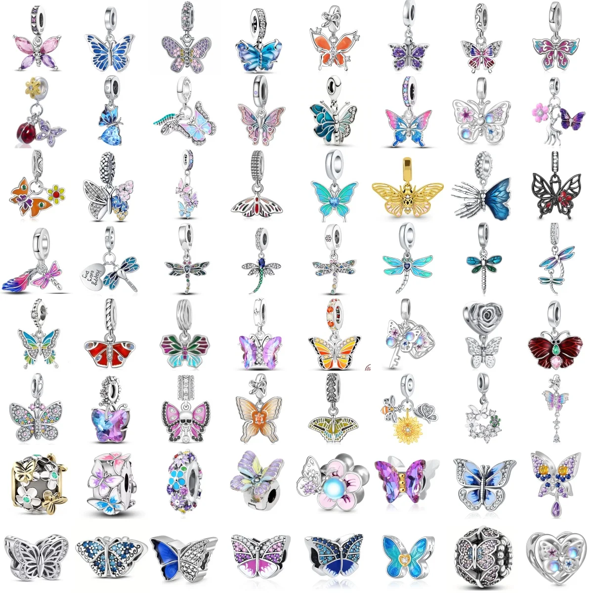 2025 New inOriginal 925 Sterling Silver Variegated Exquisite Butterfly Series Charm Fit Bracelet Necklace DIY Women Jewelry Gift