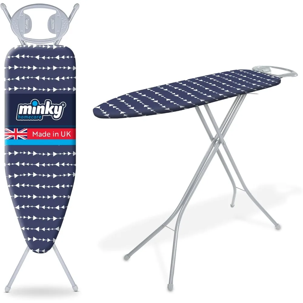 

4-Leg Ironing Board with Iron Rest - Freestanding Full Size Iron Board for Clothes Pressing and Steaming with 43 x 14 Su