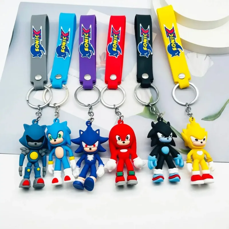 Sonic Anime Keychain 3D Cartoon Keychain Accesorios Schoolbag Pendant Key Decoration Collection Ornament Kids Toys Birthday Gift