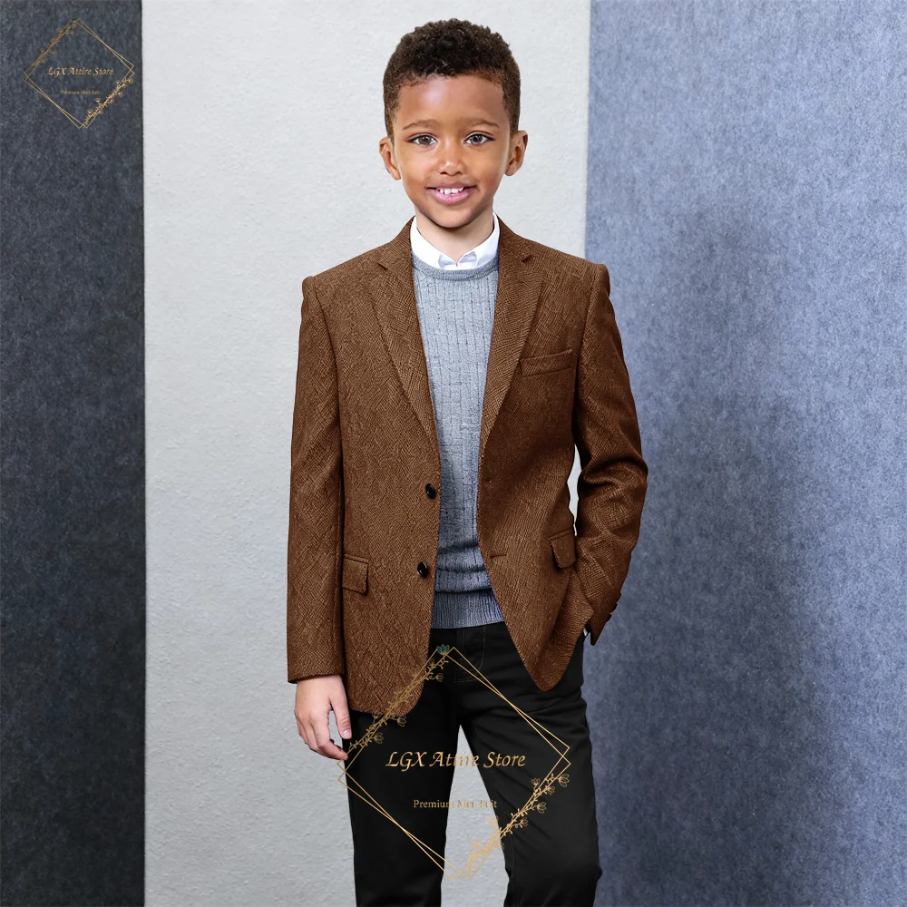 

Boys' 2-Piece Suit, Exquisite Herringbone Texture Jacket, Including Blazer & Trousers, Kids' Daily & Banquet Occasions