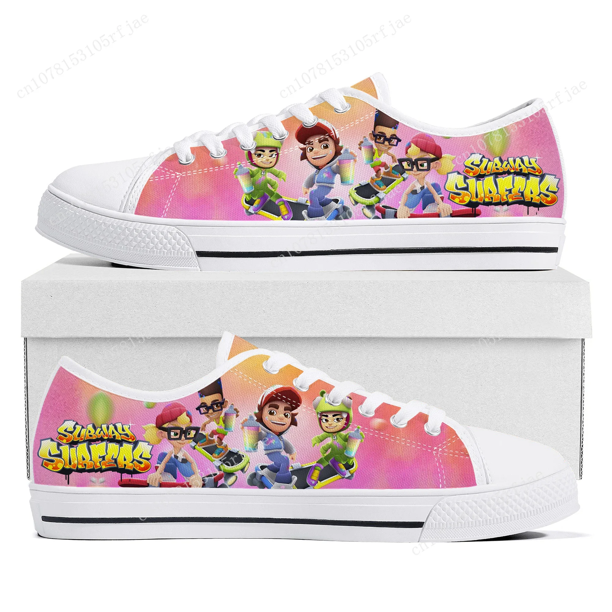 Anime Cartoon Game Subway Surfers Low Top Sneakers Dames Heren Tiener Hoge kwaliteit Canvas Sneaker Paar op maat gemaakte schoenen