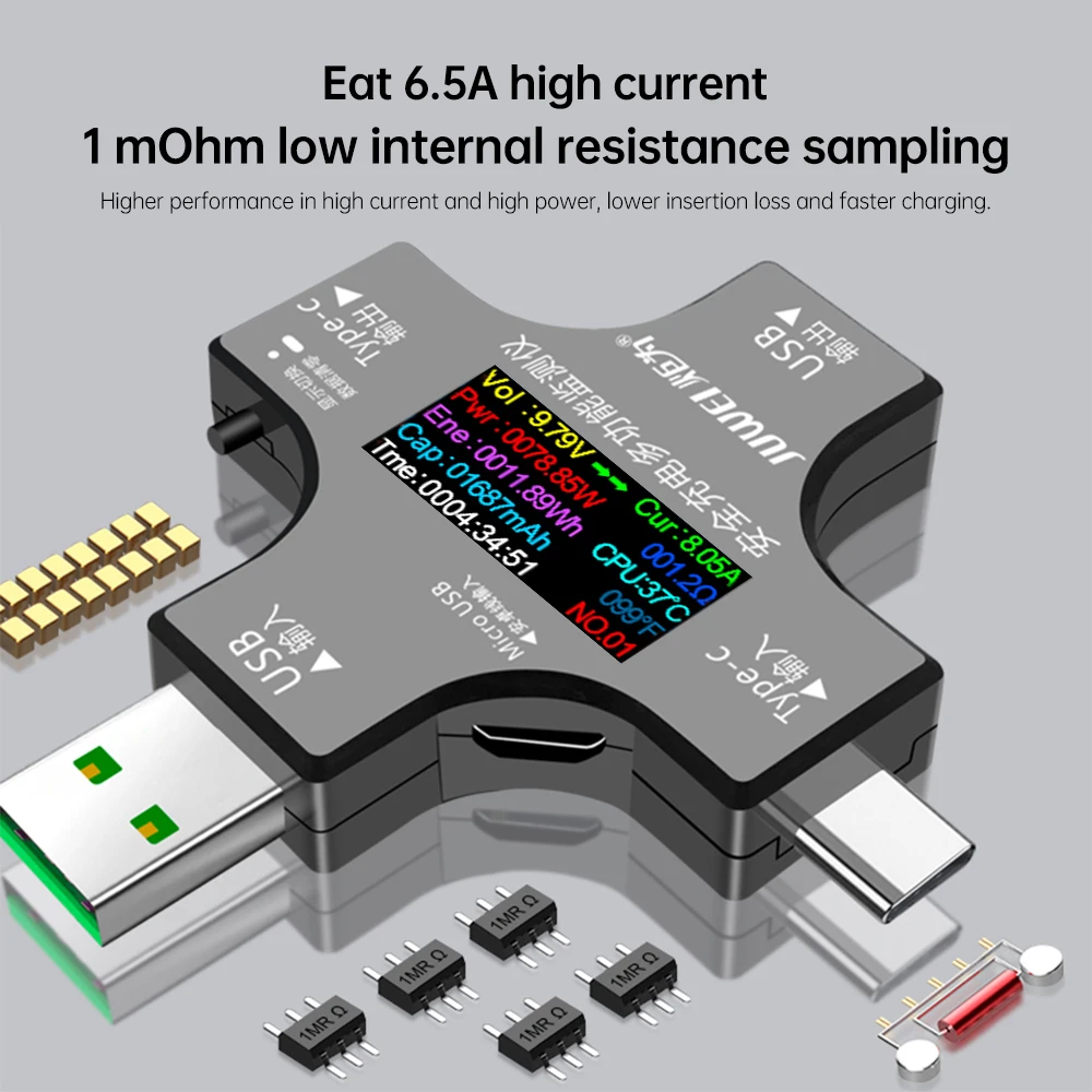 

USB-тестер 6,5a DC Type-C PD цифровой вольтметр Ампер Напряжение Ток Амперметр детектор измеритель емкости зарядного устройства внешнего аккумулятора Тестер