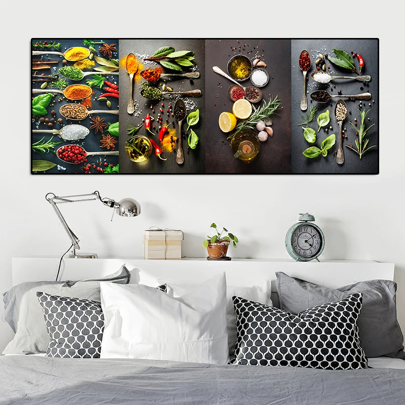 Natural Vegetables Seasoning Poster Canvas Painting Restaurant Wall Art Picture For Living Room Background Home Decor Unframed