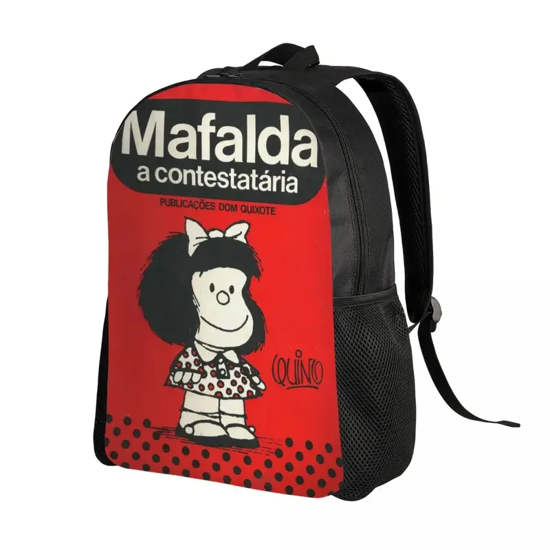 Mafalda A Contestataria Mochilas para Homens e Mulheres, Bolsa para Estudantes Universitários, Fits 15 "Laptop, Quino Comic Manga Malas