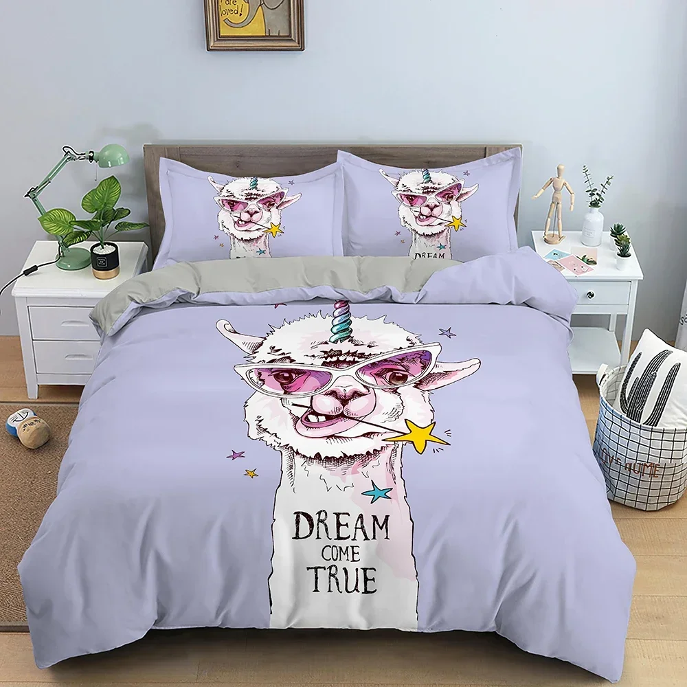 3D Wolf Duvet Cover Alpaca Animal Comfortable Duvet Quilt Cover Pillowcase Bedding Set Children Bedroom Decoration Home Textile