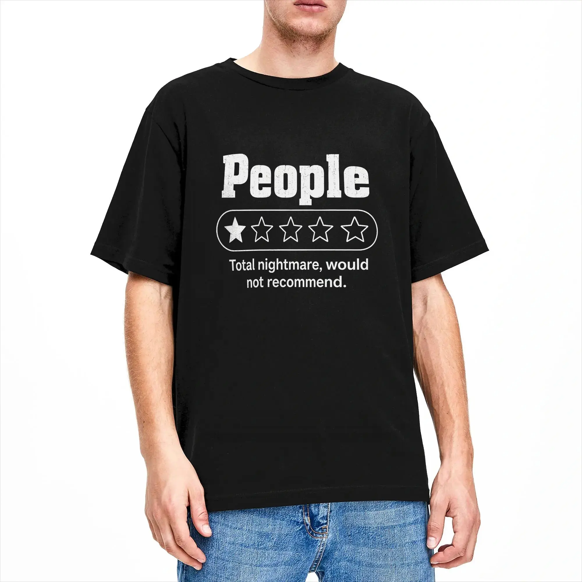 People One Star Review Total Nightmare Would Not Recommend T-Shirt Summer  Y2K Basic T Shirts Cotton Harajuku Tee Shirt For Men