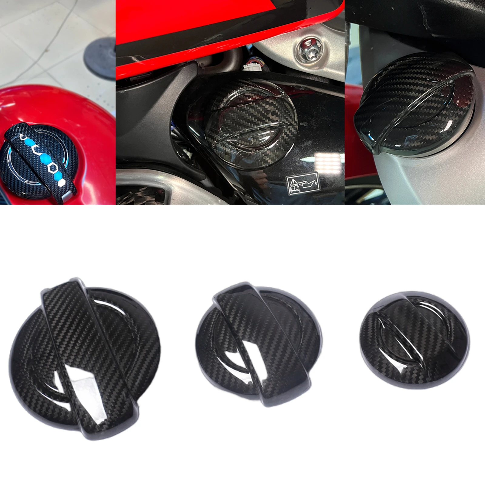 Real Carbon Fiber Motorcycle Gas Tank Cap Oil Tank Cap Water Tank Cap Cover Trims For Triumph Rocket 3 2020-2022