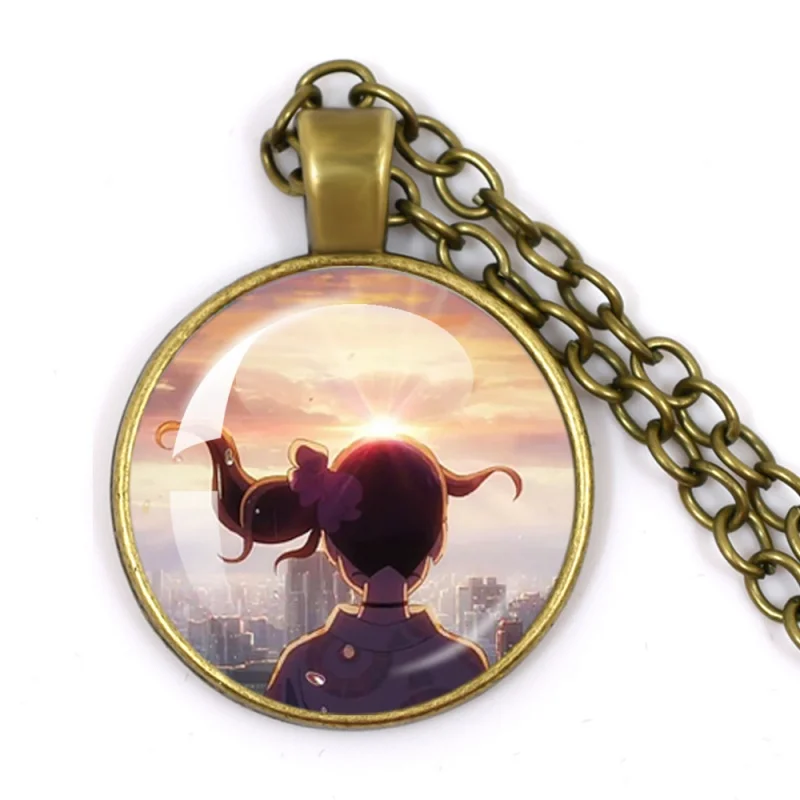 Anime W-Weathering with you Character Hodaka and Hina Round Necklace Glass Handmade Necklace Jewelry Gift