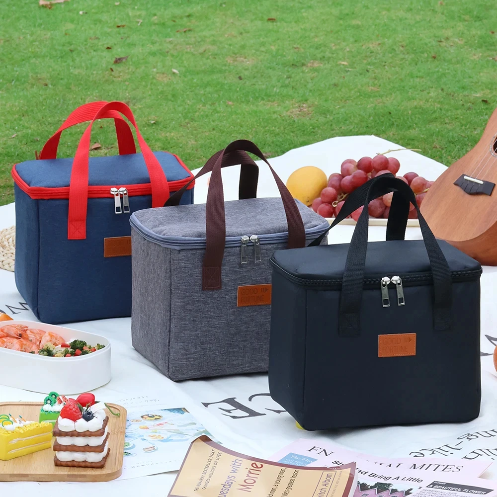 3Pcs Portable Square Lunch Box Thermal Bag impermeabile Picnic Food Drinks Cooler School Office Insulation Bento Meal Storage Bags