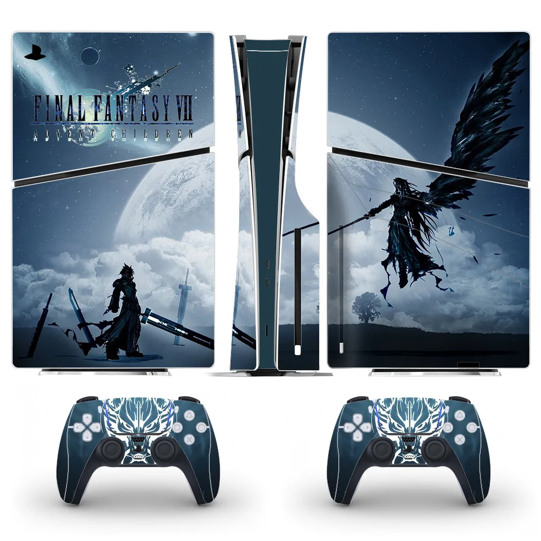 Game Final Fantasy FF7 PS5 Slim Disc Skin Sticker for Console & 2 Controllers Decal Vinyl PS5 Slim Disk Skins