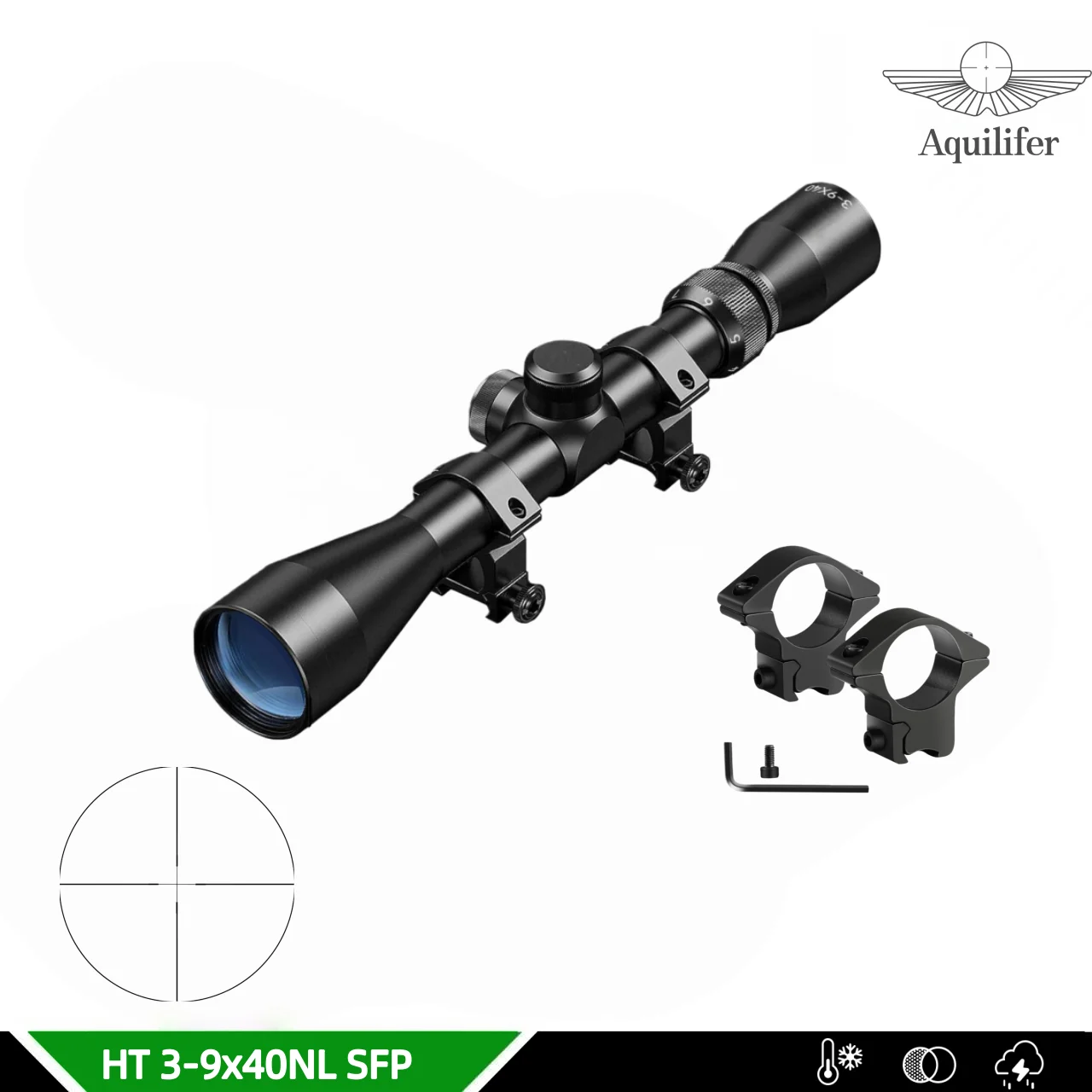 

Aquilifer 3-9x40 Rifle Scope Hunting Deer Airgun Sniper Optic with Duplex Reticle and Free Mount Rings
