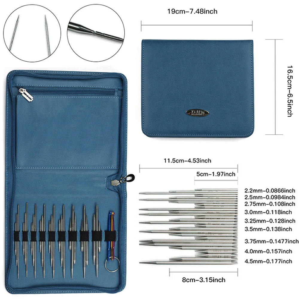 

A Set of 42 Knitting Tools Sleeve Needles 316 Stainless Steel Sweater Needles 2.2-4.5Mm Removable and Replaceable Needle & Rope