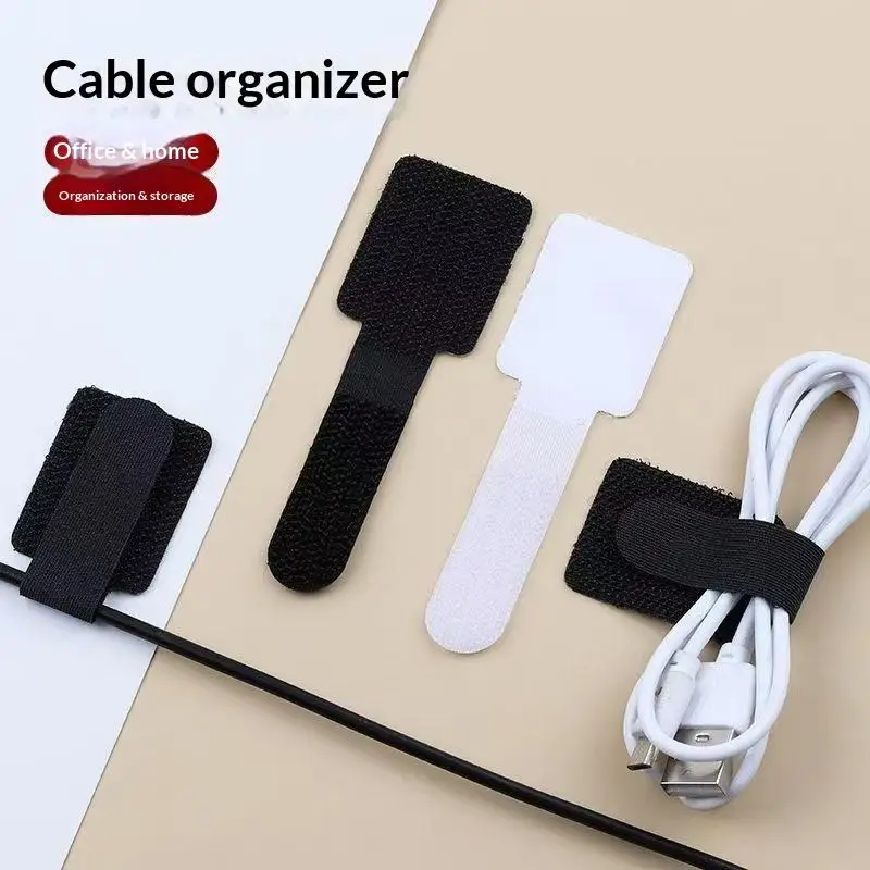 10/30/50Pcs Ties Fastening Wire Reusable Cable Organizer Cord Rope Holder Self Adhesive Adjustable  Straps Desk Ma