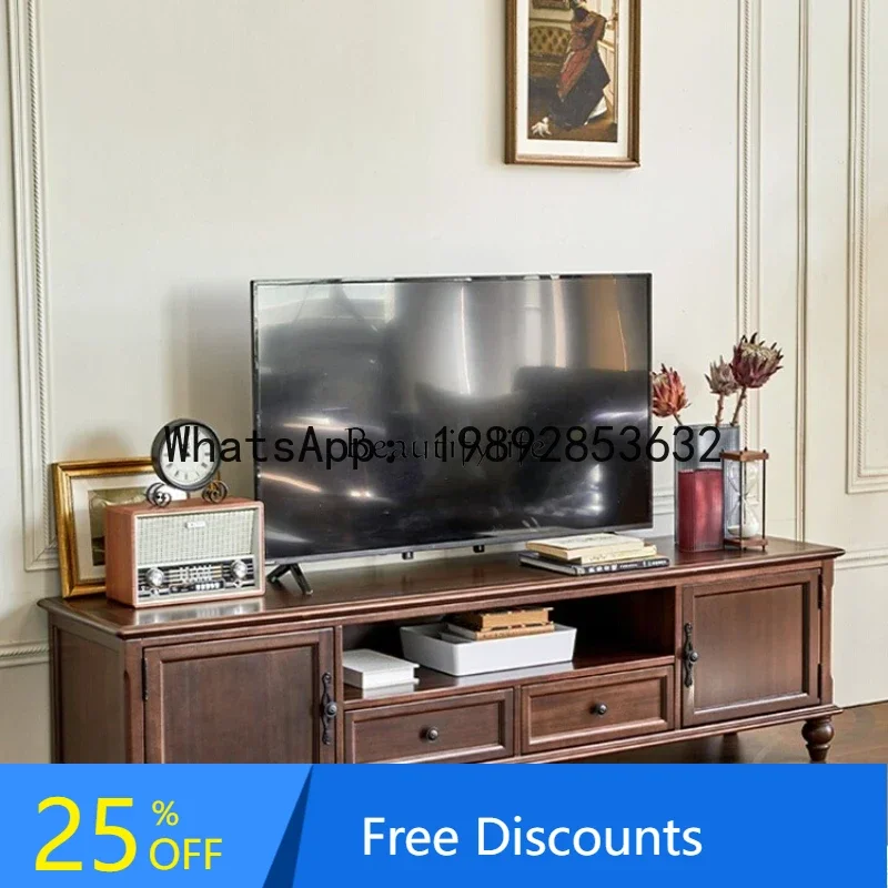 

Simple American walnut all solid wood TV cabinet living room furniture floor cabinet
