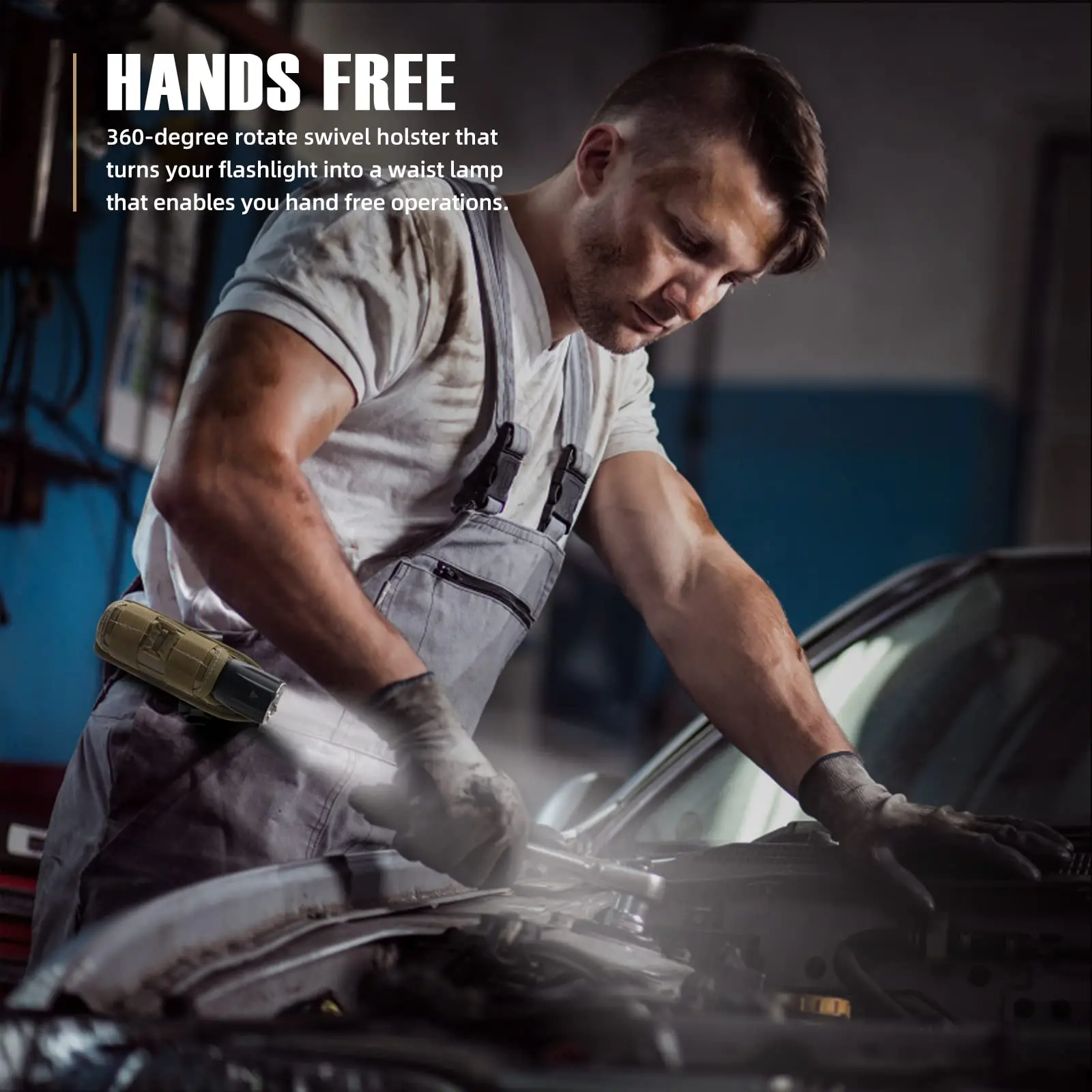 حامل مصباح يدوي تكتيكي قابل للدوران، حافظة مصباح يدوي مولي لحزام أمان عسكري للشرطة